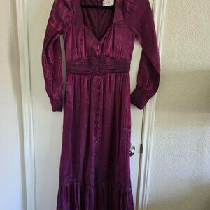 Iridescent deep magenta midi dress